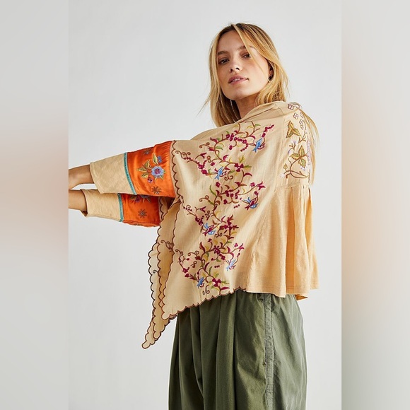 Free People Waiting On A Sunny Day Embroidered Bohemian Top - Picture 8 of 8